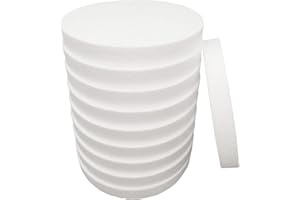 FFchuanhe 8 Inch 10-Pack Foam Circles for Crafts (1" Thick), Polystyrene Round Foam Disc for DIY Projects, Cakes and Decorations, Sculpture, Modeling, Arts and Crafts Supplies.(White)