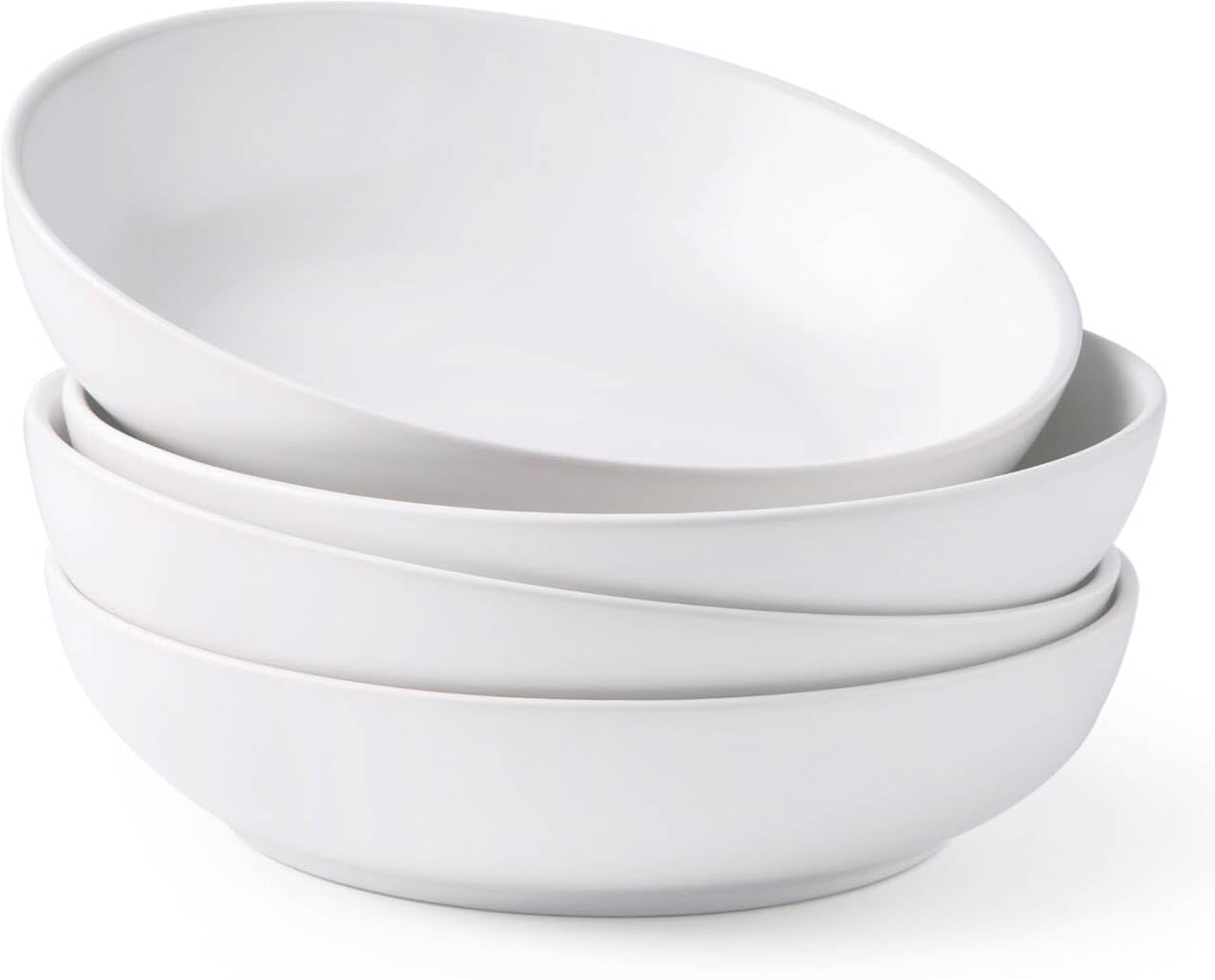 Photo 1 of AmorArc 8.5 Inch Stoneware Pasta Bowls, 32oz Large Bowls Set of 4 for Kitchen, Wide Bowls for Pasta,Salad,Oatmeal, Microwave&Dishwasher Safe, Matte White