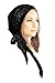 ShariRose Black Headscarf Pre tied Tichel Bandana Headcover for Women Soft Cotton Head wear (Black silver knit wrap)