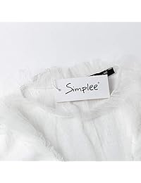 Simplee - Vestido de manga larga para mujer con forro de tul de malla, vestido corto de mini fiesta