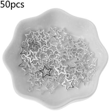 yaonow 50Pcs Star Metal Charm Pendant Open Bezel Setting Frame Resin Blank for Jewelry