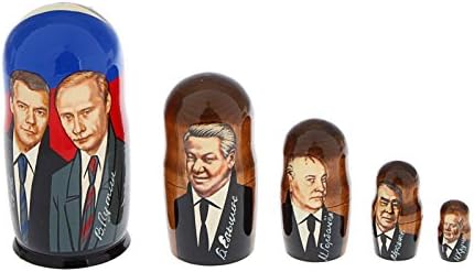 6,9" Russian Supreme Leader Set of 5 Wooden Nesting Dolls Matryoshka Stacking Nested Wood Dolls