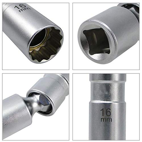 QISF 14MM & 16MM Thin Wall Magnetic Swivel Spark Plug Socket - 3/8-Inch Drive 12-Point Spark Plug Socket Removal Tool - Swivel Extension Permits Access to Most Confined Areas - Thumbnail 5