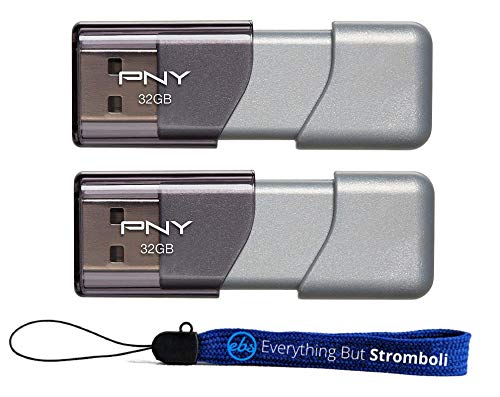 PNY USB 3.0 Flash Drive Elite Turbo Attache 3 Two Pack Bundle with (1) Everything But Stromboli Lanyard (32GB 2...