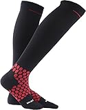 Compression Socks 20-30 mmhg for Flight, Maternity, Athletics, Travel, Nurses - Medical Care Grade for Shin Splints, Calf and Leg Pain - Running Socks for Women & Men - Large, Black/Red