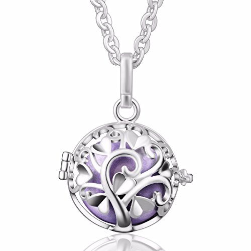 EUDORA Harmony Bola Mini-Sized Love Tree Fragrant Locket Musical Chime Wishing Bell Pendant Leather Chain