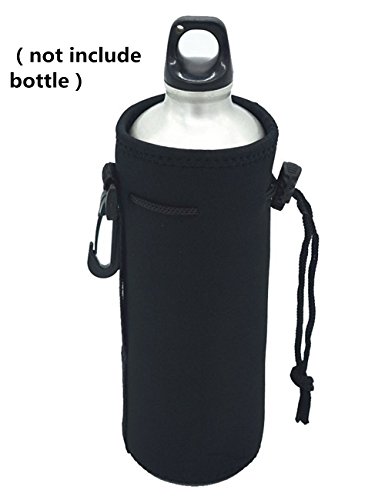 Neoprene Water Bottle Carrier ,Water Bottle Cooler Sleeve Tote Bag Pouch Holder Strap for Kid Children Women MEN Biker Travel Cycling Climbing Sports (black) - Thumbnail 2