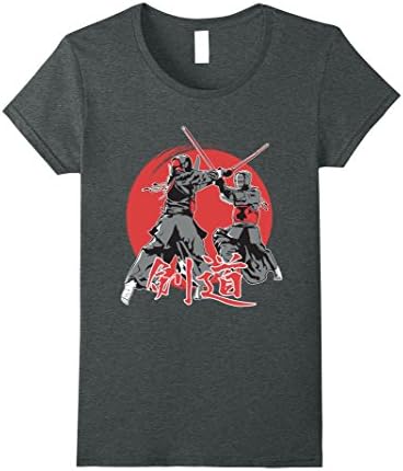 Womens Japanese kendo t-shirt Japan anime tshirt with sword Small Dark Heather