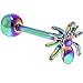 Body Candy Rainbow Anodized Steel 3D Super Spider Barbell Tongue Ring