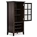 SIMPLIHOME Bedford SOLID WOOD Universal TV Media Stand, 53.9 inch Wide, Living Room Entertainment Center, Storage Cabinet with Glass Doors, for Flat Screen TVs up to 60 inches in Dark Tobacco Brown
