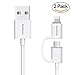 2-in-1 Lightning and Micro USB Cable [2-Pack] for iPhone and Android, Seekpow 8-Pin Lightning & Micro to USB Date Wire for iPhone 5 6 7 Plus SE, iPad Mini Air iPod, Samsung and More -Gray(3.3FT)