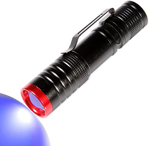 365 nm UV Flashlight with Adjustable Focus,Blacklight Flashlight for Counterfeit Detection Document Verification(AA battery)