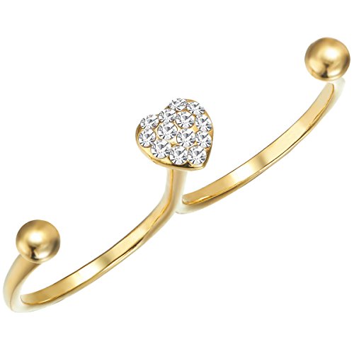 FAPPAC 2 Finger Heart Ring Enriched with Swarovski Crystals - 8