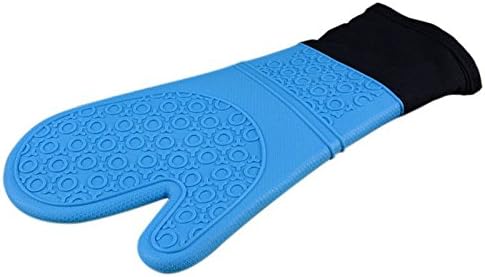 Oven Mitts Decorative, Oven Mitts Bulk Long Silicone Oven Mitts BBQ Heat Resistant Grilling Cooking Oven Glove 1PC, Oven Mitts Set, Oven Mitts For Kids (Blue)