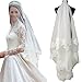 SIPEI One Layer Bridal Veils Color White and Ivory wedding Accessories (Ivory)