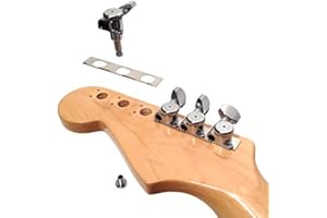 Hipshot Grip-Lock Vintage 6 Inline Staggered Closed 8.5mm Tuners with Universal Mounting Plate, Chrome