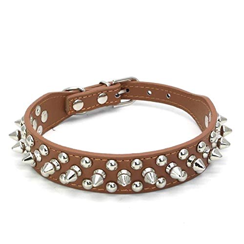 TELEYI Mushrooms Spiked Rivet Studded Adjustable Pu Leather Pet Collars for Cats Puppy Dogs