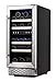Phiestina 15 Inch Dual Zone Wine Cooler Refrigerator - 28 Bottle Built-in or Free-standing Frost Free Compressor Wine Refrigerator for White and Red Wines with Digital Memory Temperature Control