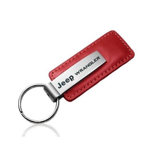 Jeep Wrangler Red Leather Car Key Chain, Official Licensed