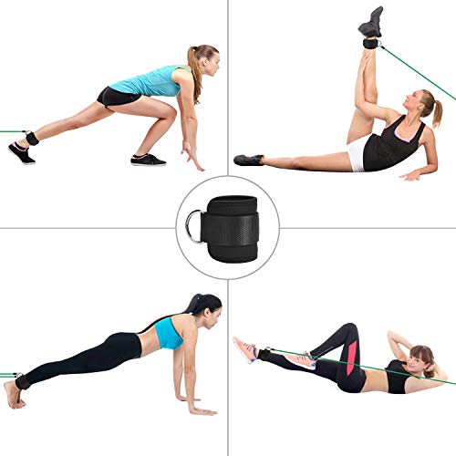Yizhet 2PCS Ankle Straps for Cable Machines Weightlifting Gym Workout Fitness Double D-Ring Neoprene Padded Ankle Cuffs for Legs, Abs and Glute Exercises with Carry Bag Fits Men&Women