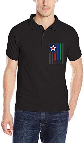 UNSC Army Air Force Insignia Thin Blue Red Green Line Mens Classic Golf Shirts Short Sleeve Polo Shirt