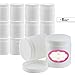 Pack of 12-8 Ounce All-Purpose White Jars with Lids & Labels - Refillable BPA-Free Plastic Pots - Large Empty Round Slime Jars - Cosmetic Containers for Body Butter, Bath Sugar & Salt Scrubs