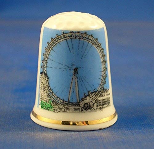 Porcelain China Collectable Thimble - London Eye with Free Gift Box