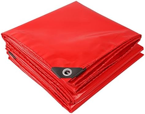 ALUS- Tarpaulin thickened outdoor shade cloth encryption high strength wire cutter scraper tarpaulin thickness 0.45mm various sizes (Color : Red, Size : 5M6M)