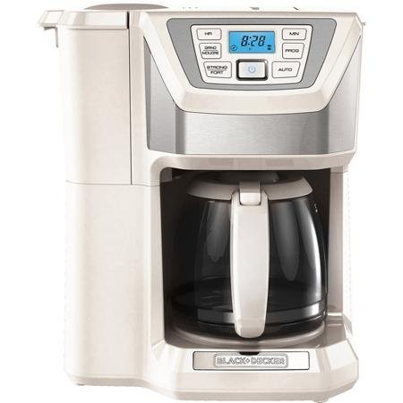 Click Here to See More Images 12-Cup, Mill and Brew, Programmable Coffee Maker With Grinder, White by BLACK+DECKER