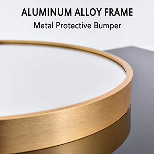 PexFix Round Wall Mirror, 36-Inch Modern Aluminum Alloy Frame Beveled Accent Wall-Mounted Decorative Mirror for Bedroom, Vanity Washrooms, Living Room & Entryway (Titanium Gold)