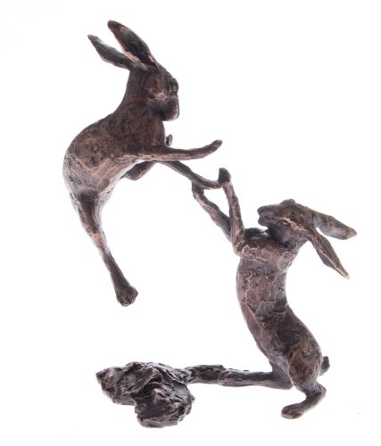 Butler & Peach - Solid Bronze Miniature Boxing Hares