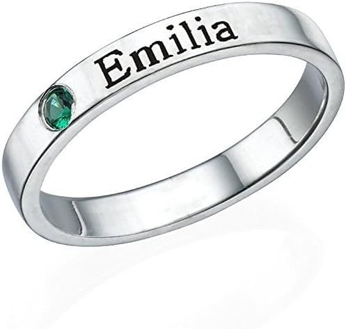 Personalized 925 Sterling Silver Name Ring Jewelry Custom Made with Any Names Birthstones Promise Rings