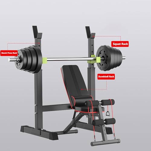 Adjustable Power Squat Rack, Bench Press Rack, Barbell Rack Stand for Home Gym Strength Training Fitness Workout, 230kg Max Load