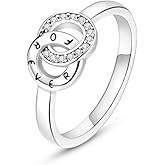 QIKAOLA 925 Sterling Silver Women Rings Colorful Cubic Zirconia Ring Statement Rings for Women Stackable Vintage Rings Size 6-9