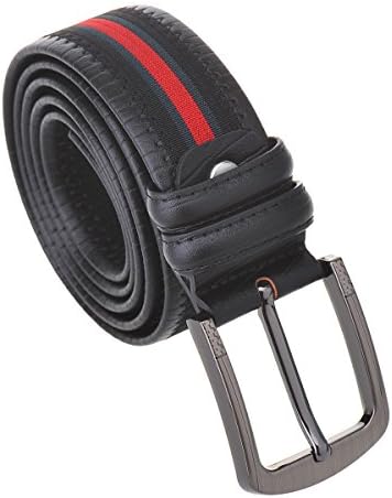Trendy Stripe Mens Waist Belt Waistband Canvas with Genuine Leather belt (120CM, CL4)