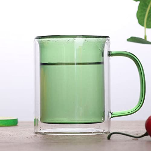 Farbe doppelwandige Gläser mit Griff und Deckel (275ml), Candiicap Thermogläser für Heißes & Kaltes Getränk, Kaffeegläser für Latte, Macchiato, Cappuccino, Cocktail, Tee