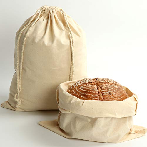 5 Bulk 11.8 x 15.7 Inch Organic Cotton Produce Bags Large Reusable Muslin Storage Organizing Drawstring Fabric Washable Bag for Shopping Laundry Grocery Vegetable Gift (Cotton, 11.8" x 15.7")