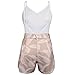 FANCYINN Women 2 Pieces White Crop Top and Short Pants with Belt Casual Style