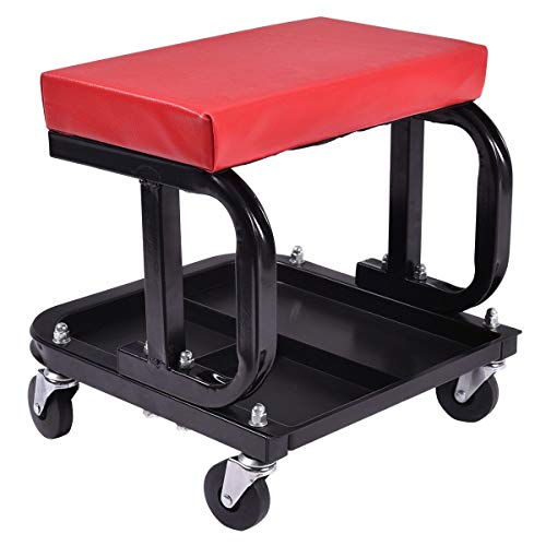 Genmine Car Repair Roller Seat Rolling Creeper Seat Mechanic Stool Chair with Storage Repair Tools Padded Mechanics Roller Creeper Auto Workshop Bench Garage Equipment Vehicle Tools Maintenance