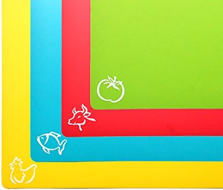 Plastic Cutting Board Flexible Cutting Mat Kitchen Cutting Board Set of 4 Piece Plastic Cutting Pad FDA Approved Eco Friendly