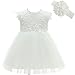 Baby Girl Dress Christening Baptism Gowns Flower Girl Dress, White, 12