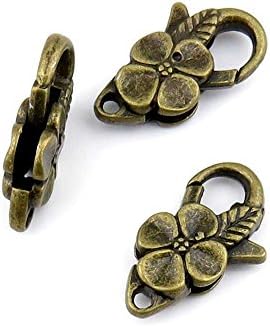 Qty:1 Jewelry Clasps Findings Supplies Wholesale Ancient Fashion Bulk Bronze Retro Supply Z71122 Flower Lobster Clasp