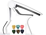 Guitar Picks Guitar Capo Acoustic Guitar Accessories Trigger Capo Key Clamp White With Free 6 Pcs Guitar Picks