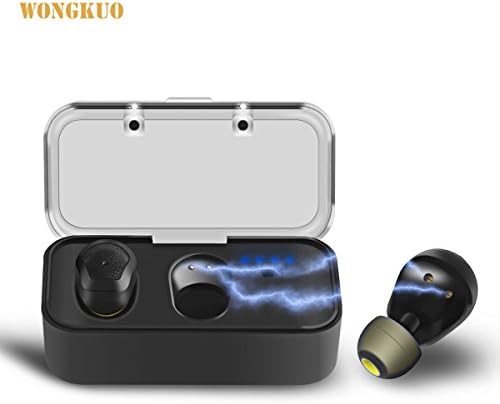 WONGKUO Mini TWS Earbuds Twins True Wireless Bluetooth Stereo Headset In-Ear Sports Earphone For Android IOS Smartphone (Black/Black)