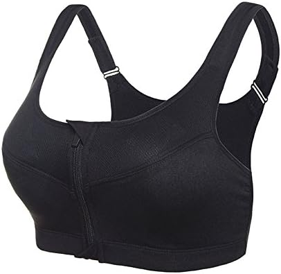 MEIMEIAO Sports Bra, Women's Profession Front Zipper High Impact Shockproof Workout Fitness Bra Underwear (XL, Black)