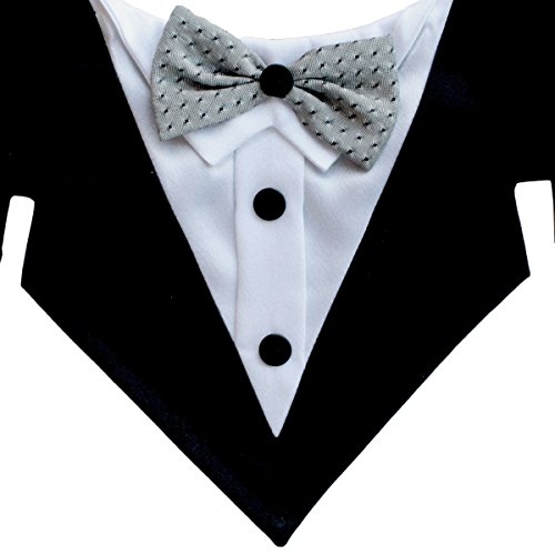 Tail Trends Formal Dog Tuxedo Bandana With Bow Tie and Neck Tie Designs
