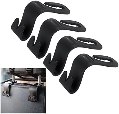 JOINTUP 4-Pack Universal Vehicle Car Back Seat Headrest Hanger Storage Holder Hooks (Black)