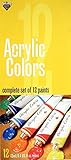 Acrylic Colors Complete Set of 12 Paint Tubes 12ml Each -Great for Art Canvas, Wood and Fabric. (Pack of 2)