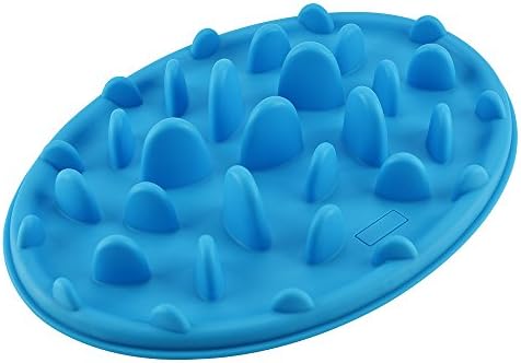 GOGOKING Dog Bowl Fun Dog Bowl Slow Feeder Anti-choking Pet bowl Large Soft Silicone (blue)