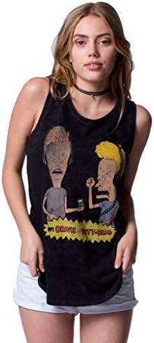 Beavis &amp; Butthead Headphones Women's Charcoal Mineral Muscle Tank (Medium)